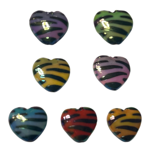 Animal Print Glass Hearts 7 Colors